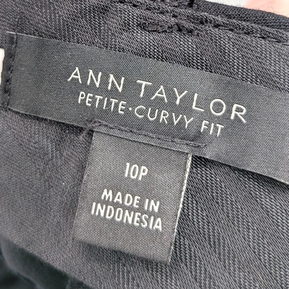 Ann Taylor Petite Curvy Fit Dress‎ Pants Ankle Cropped Black Career Stretch 10P